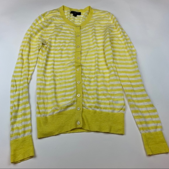Banana Republic Yellow and White Striped Cardigan - Picture 1 of 3